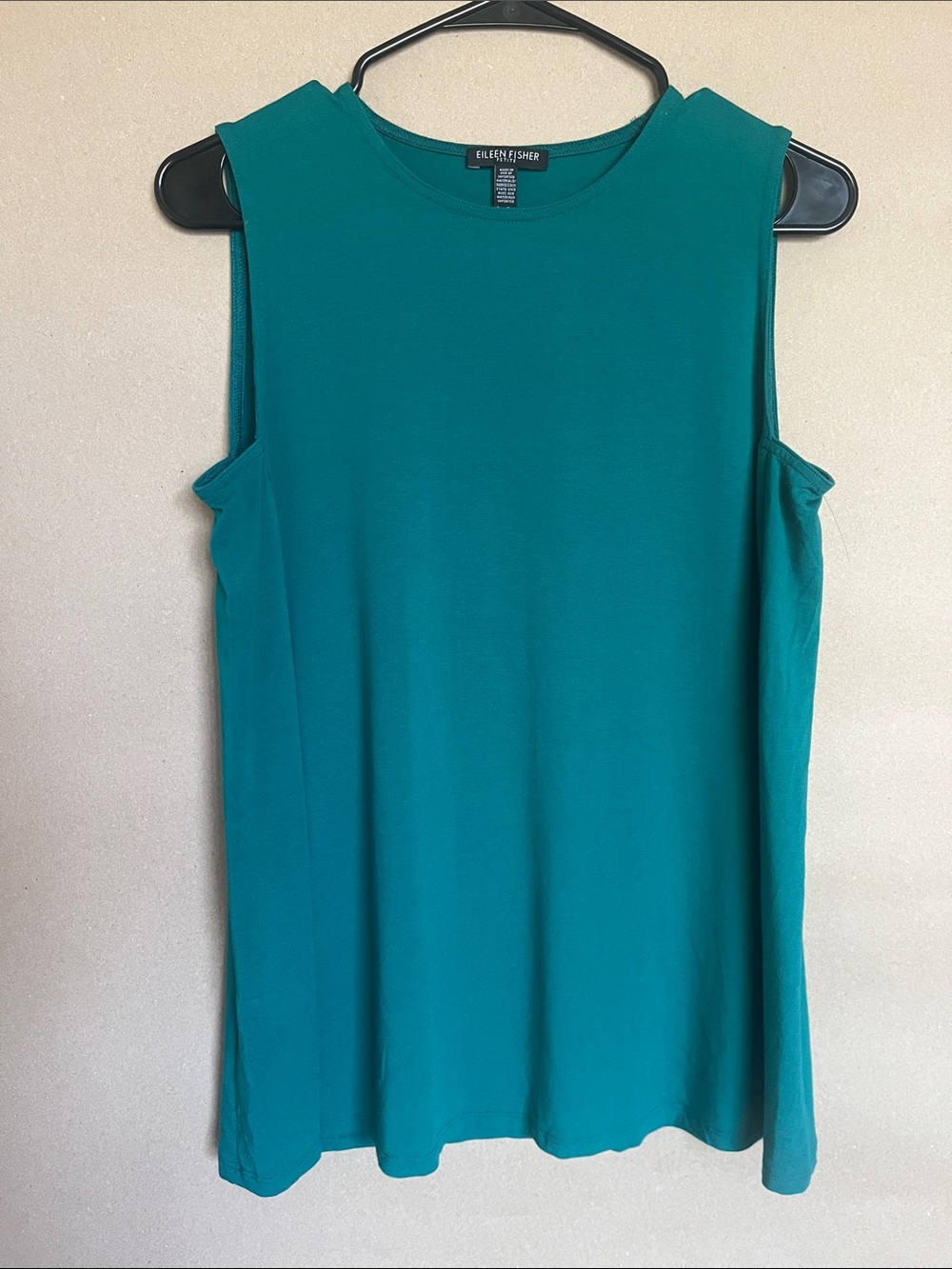 NWOT Eileen Fisher Petite Jade Teal Sleeveless Swing Tank Top Sz PM